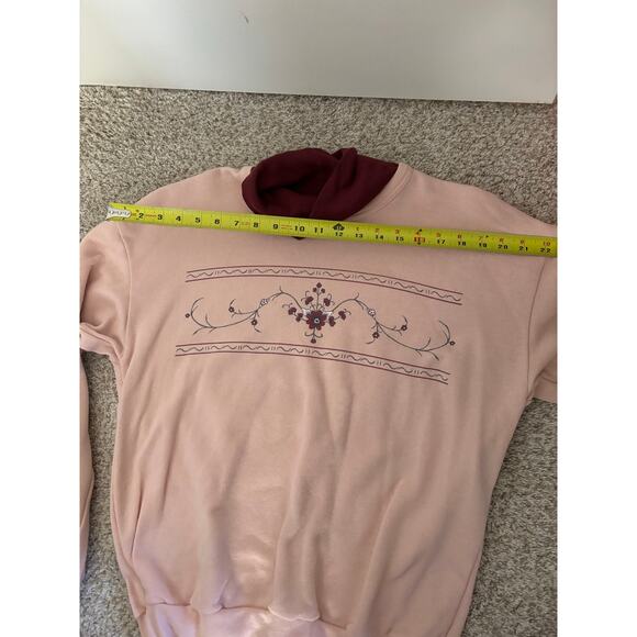 Vintage Baby Pink Floral Crewneck Sweater with Turtleneck Medium - Picture 6 of 6